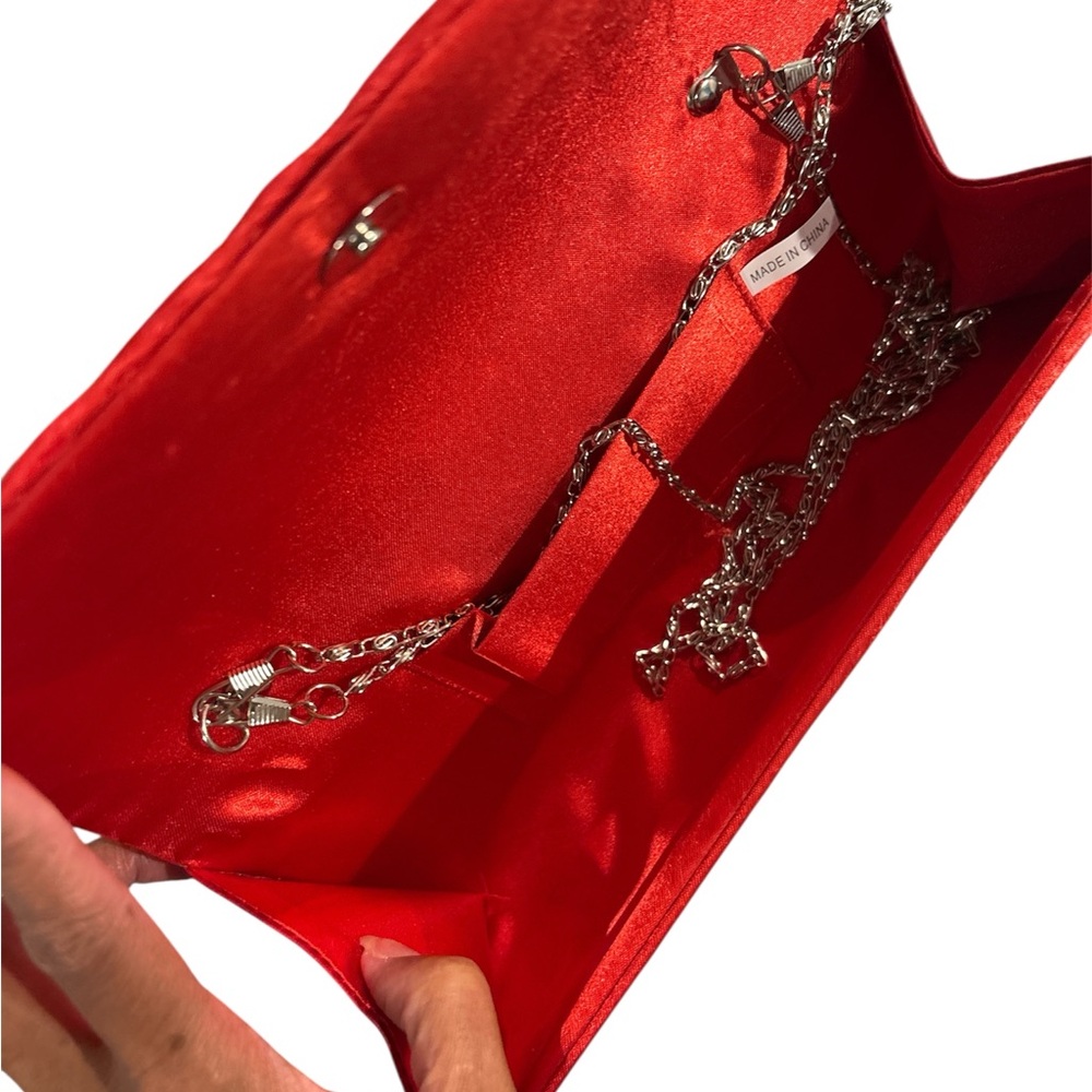EUC Red Clutch with Silver Accents - Picture 4 of 4